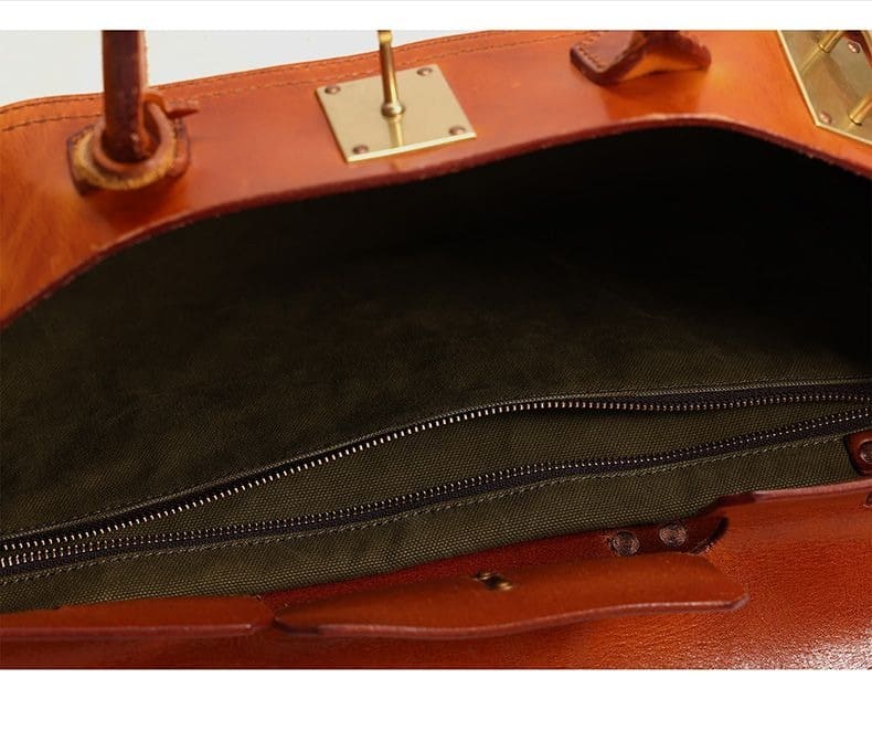 Two-Tone Canvas And Leather Handbag