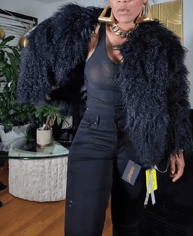 Black Shaggy Faux Mongolian Jacket