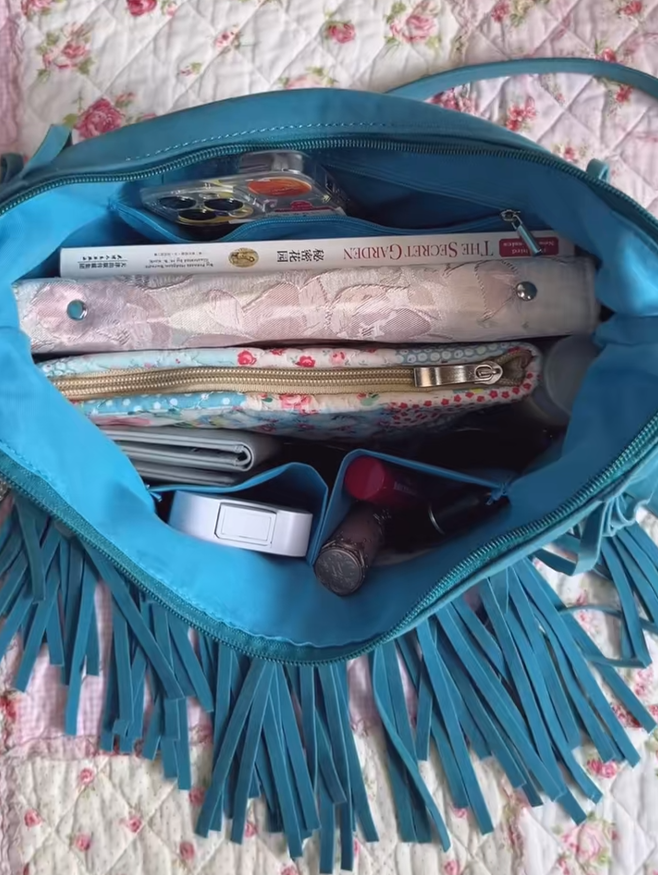 Suede Fringe Hobo Bag
