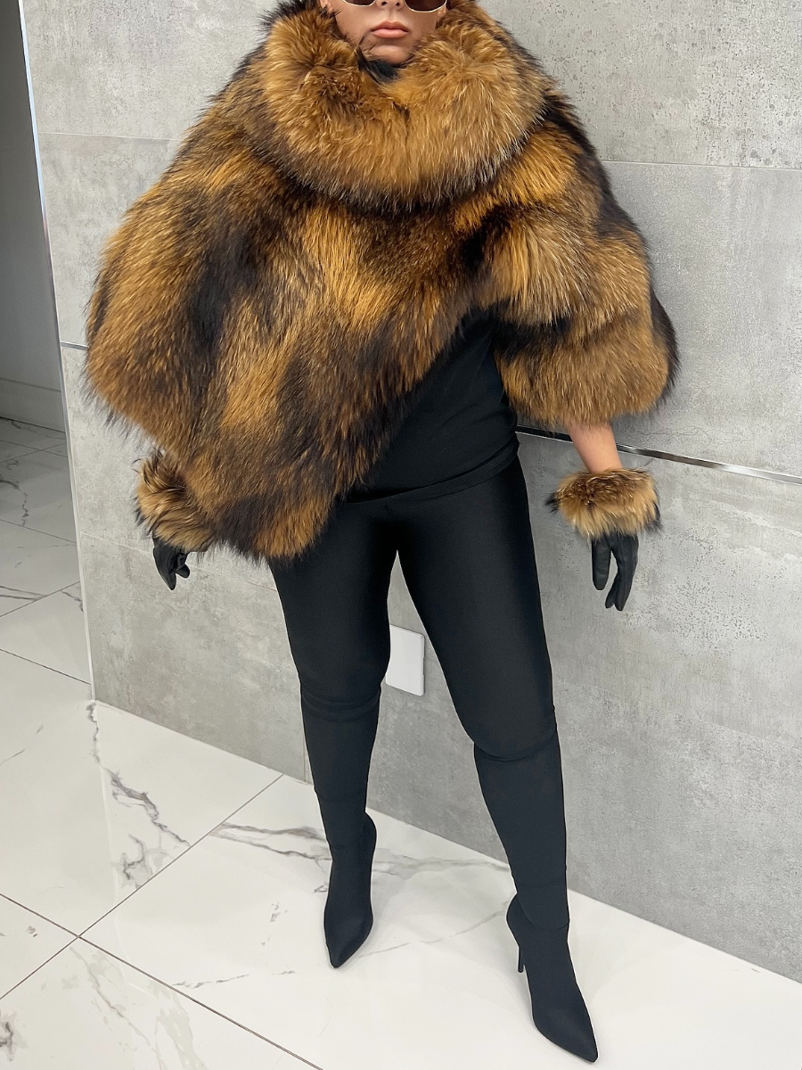 Asymmetric Fur Shawl Top
