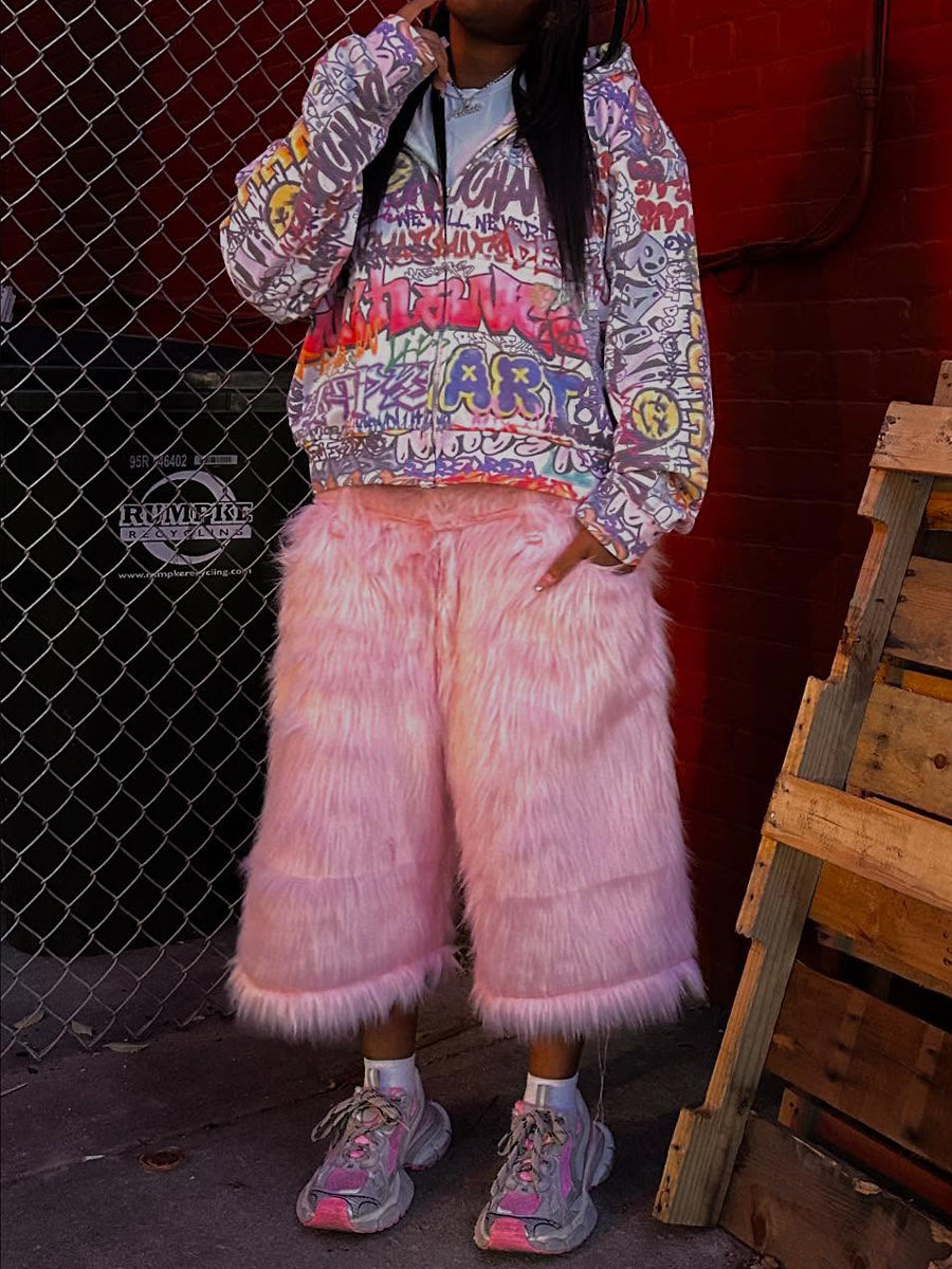 Fashion Hight Waist Plush Cropped Pants