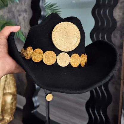 Metal Embellished Western Cowboy Hat