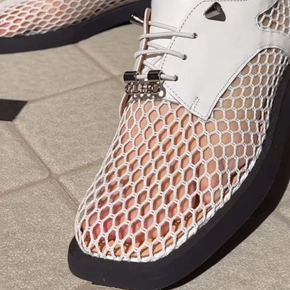 Flat Cutout Lace-Up Shoes