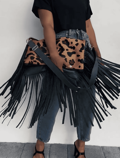 Leopard Tassel Large Capacity Shoulder Bag