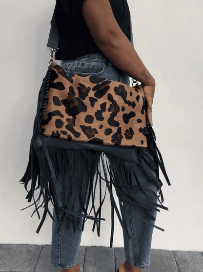 Leopard Tassel Large Capacity Shoulder Bag