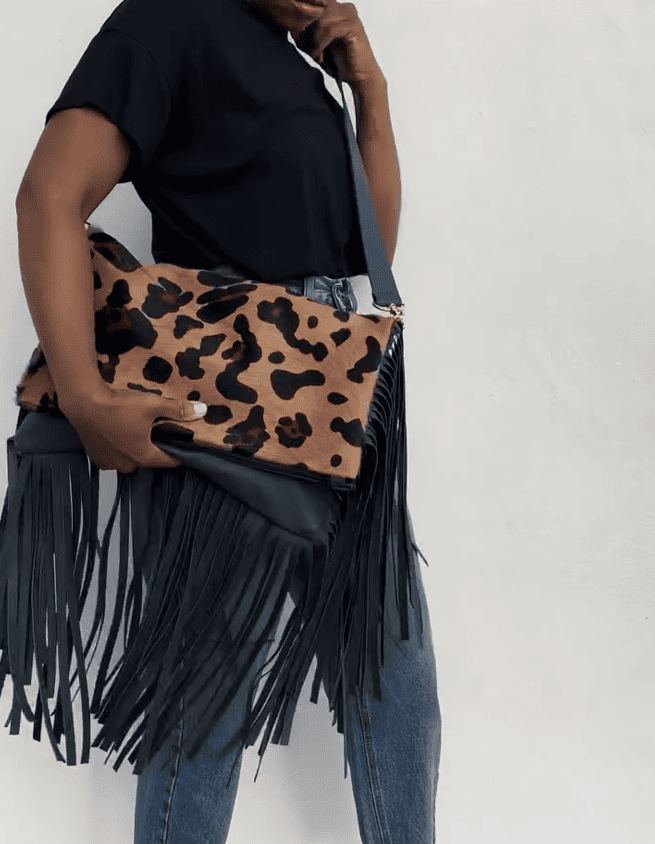 Leopard Tassel Large Capacity Shoulder Bag