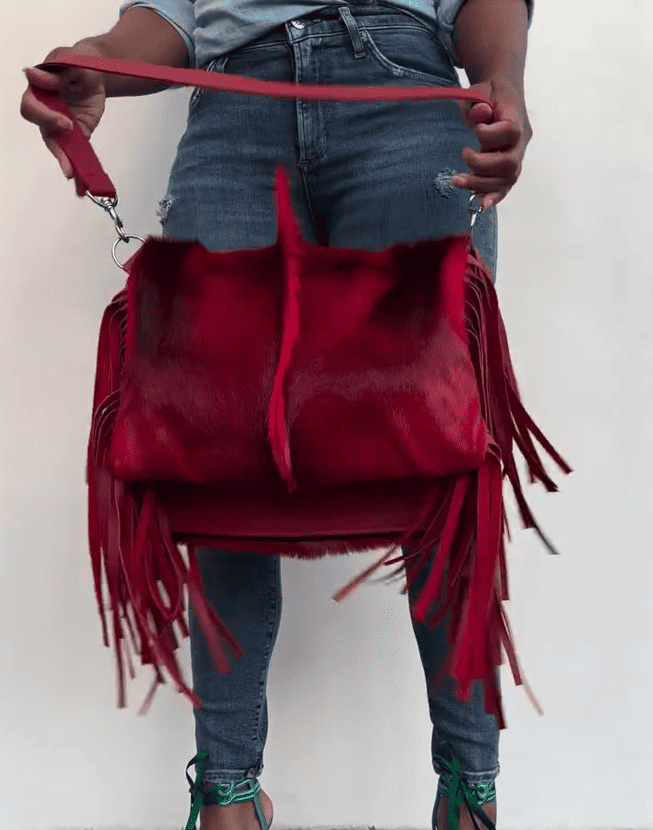 Large Fringe Crossbody Leather Bag
