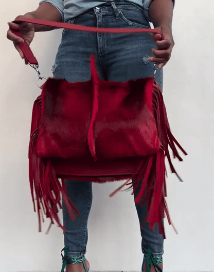 Large Fringe Crossbody Leather Bag