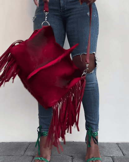 Large Fringe Crossbody Leather Bag