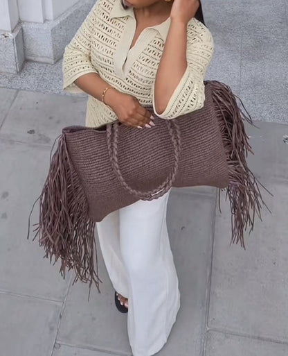 Straw Bag With Fringe