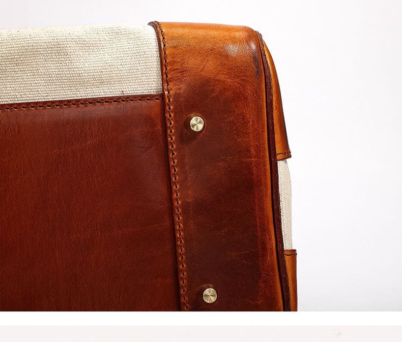 Two-Tone Canvas And Leather Handbag