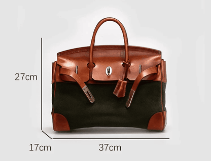 Two-Tone Canvas And Leather Handbag