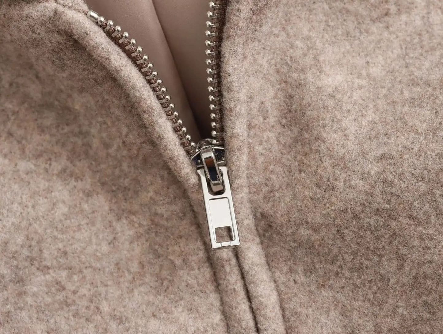 Beige Hooded Wool Jacket