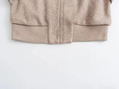Beige Hooded Wool Jacket