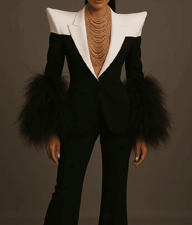 Black and white colorblock blazer