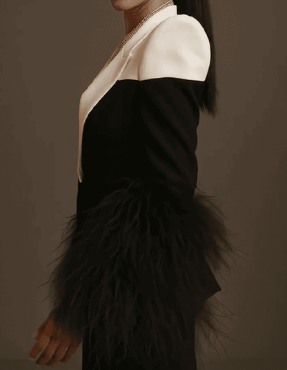 Black and white colorblock blazer