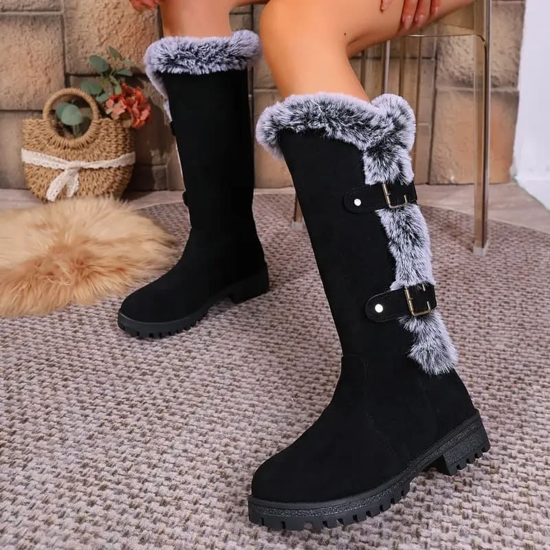 Wool-lined mid-calf boots