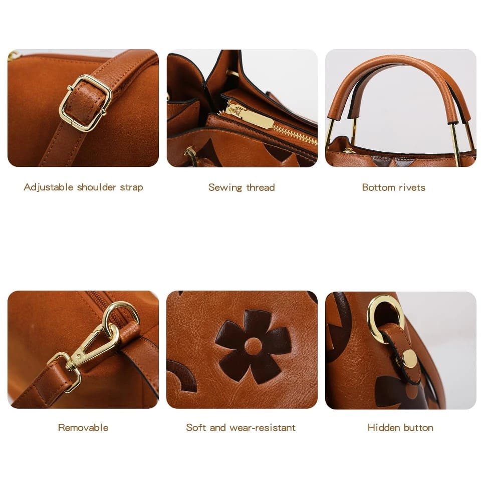 Vintage Embossed Genuine Leather Tote
