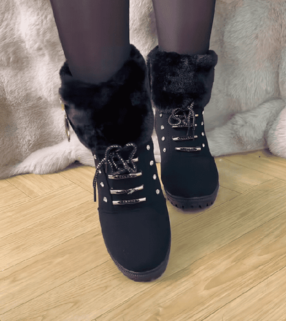 Faux Fur Lined Chunky Heel Ankle Boots