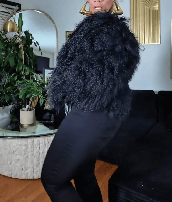 Black Shaggy Faux Mongolian Jacket