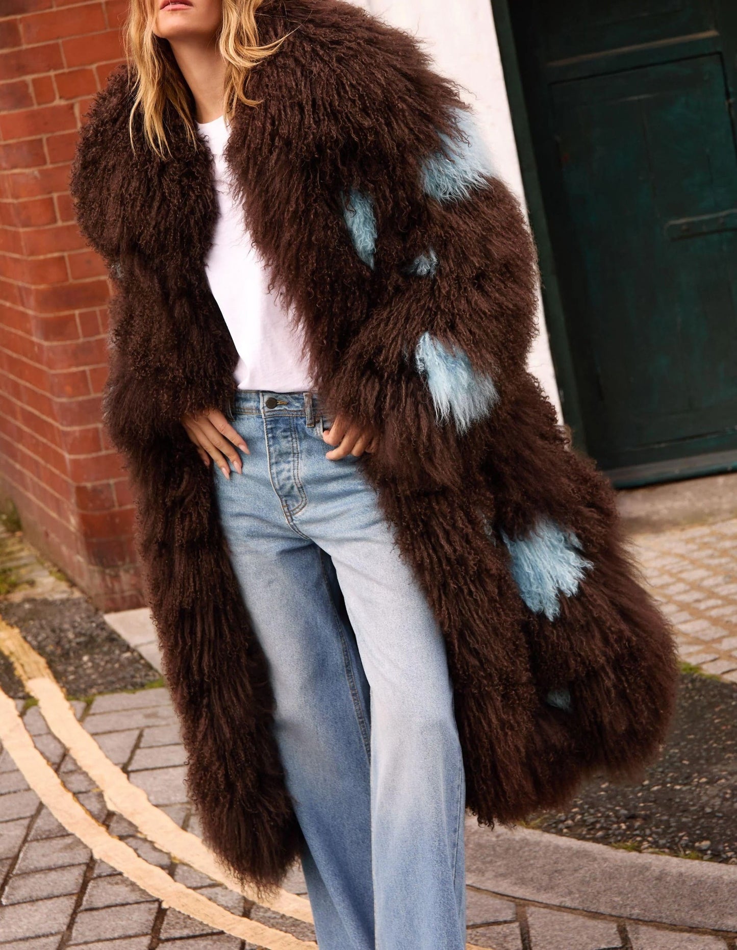 (⏰Limited time offer) Premium Brown and Blue Fur Coat