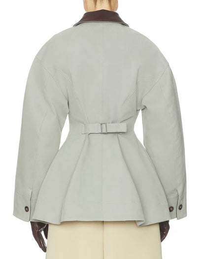 Hunting Jacket With Faux Leather Collar