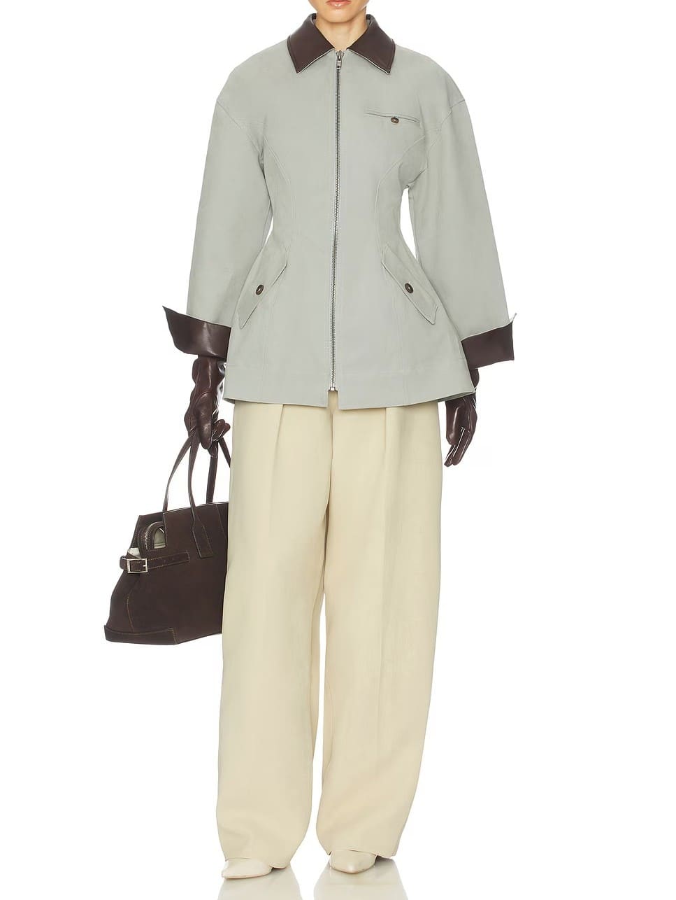 Hunting Jacket With Faux Leather Collar