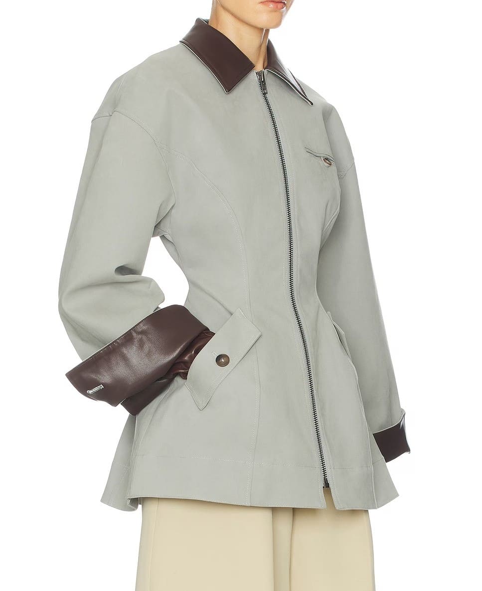Hunting Jacket With Faux Leather Collar