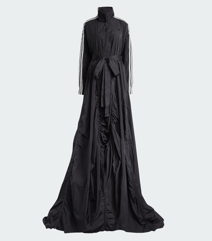 Zippered Waist-Cinching Sporty Casual Maxi Dress