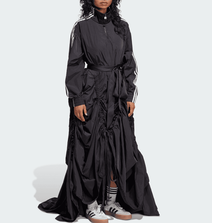 Zippered Waist-Cinching Sporty Casual Maxi Dress