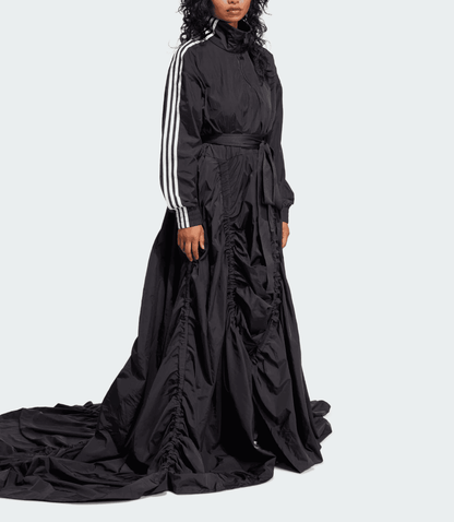 Zippered Waist-Cinching Sporty Casual Maxi Dress