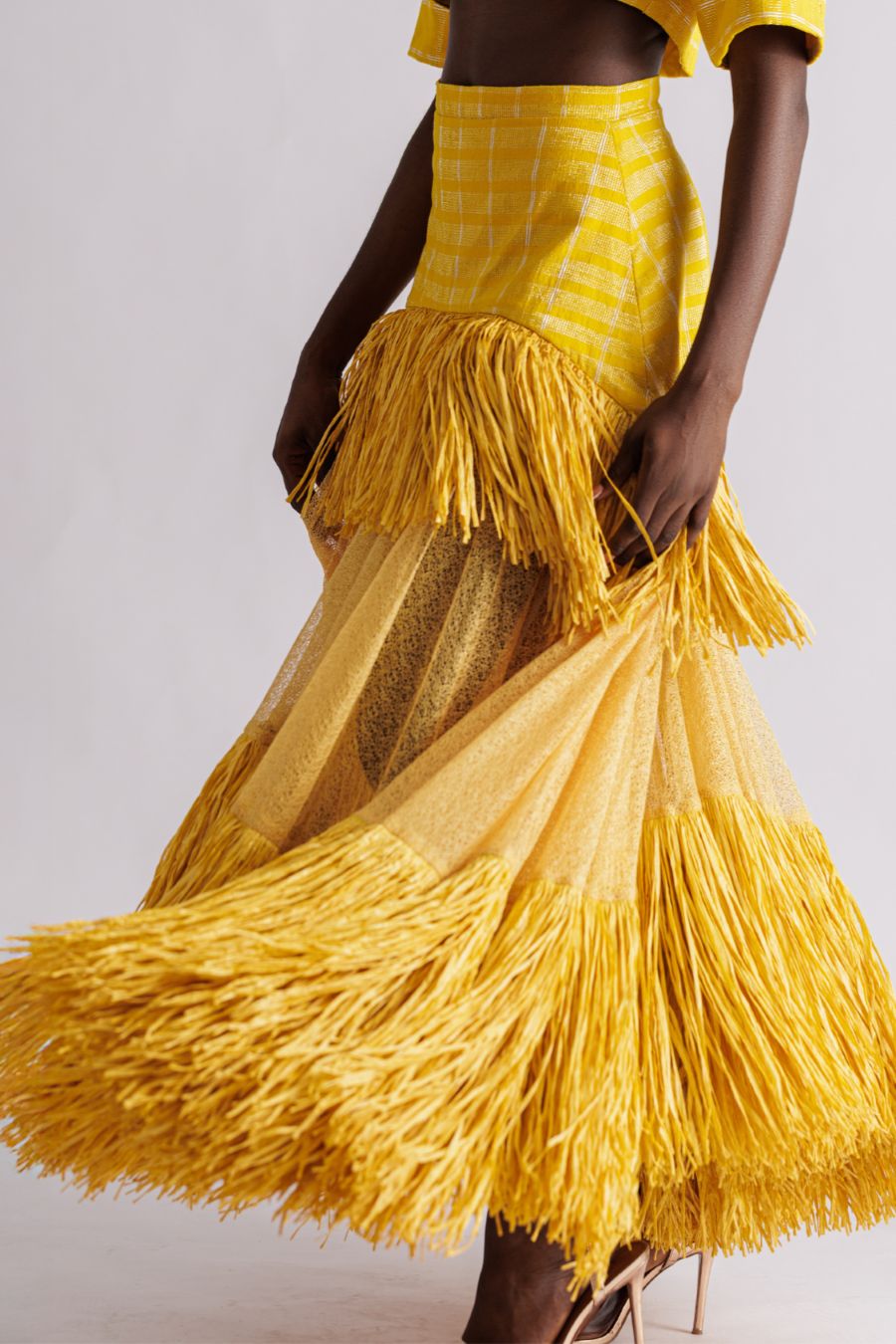 Tulle Tassel Skirt and Cropped Top Two-piece Set