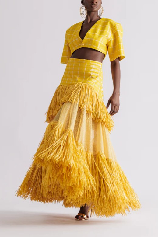 Tulle Tassel Skirt and Cropped Top Two-piece Set