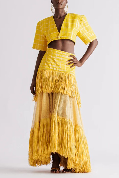 Tulle Tassel Skirt and Cropped Top Two-piece Set