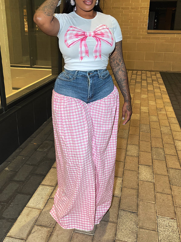 Bowknot Tee & Combo Pants Set