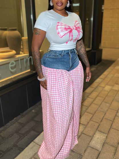 Bowknot Tee & Combo Pants Set