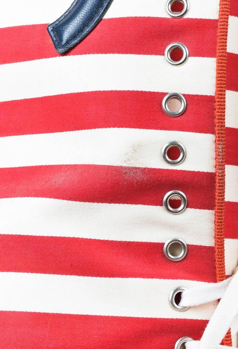 Double-C Striped Peep Toe Wedge Ankle Boots