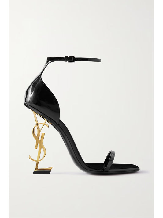Letter-print Patent Leather Sandals