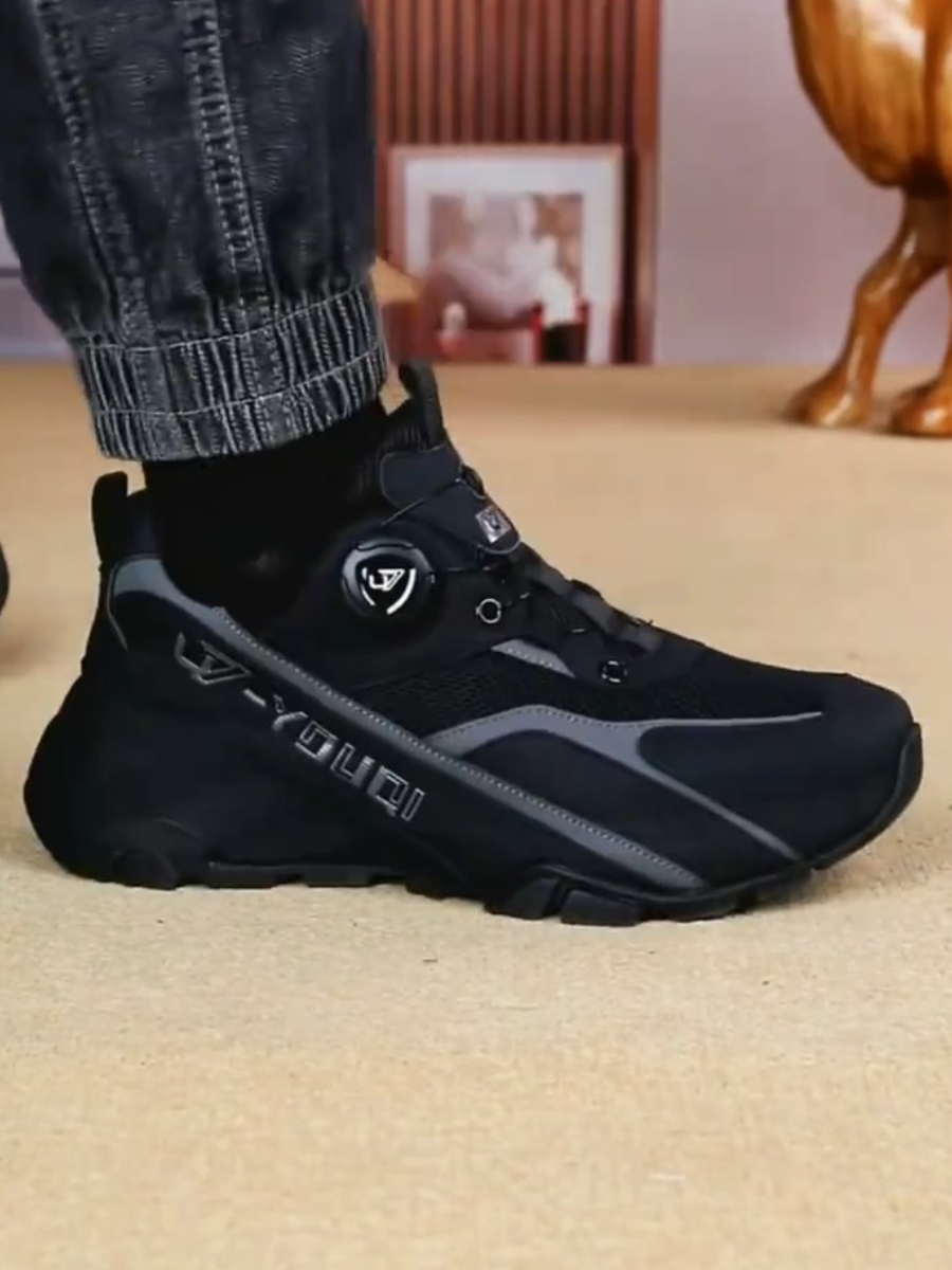 Breathable Casual Cowhide Chunky Sole Height-Enhancing Sneakers