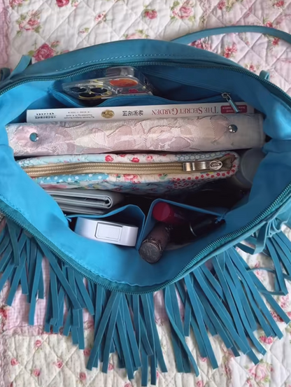 Suede Fringe Hobo Bag