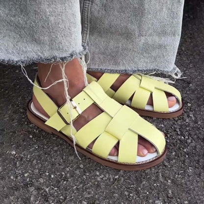 Comfortable Cut-out Flat Roman Sandals