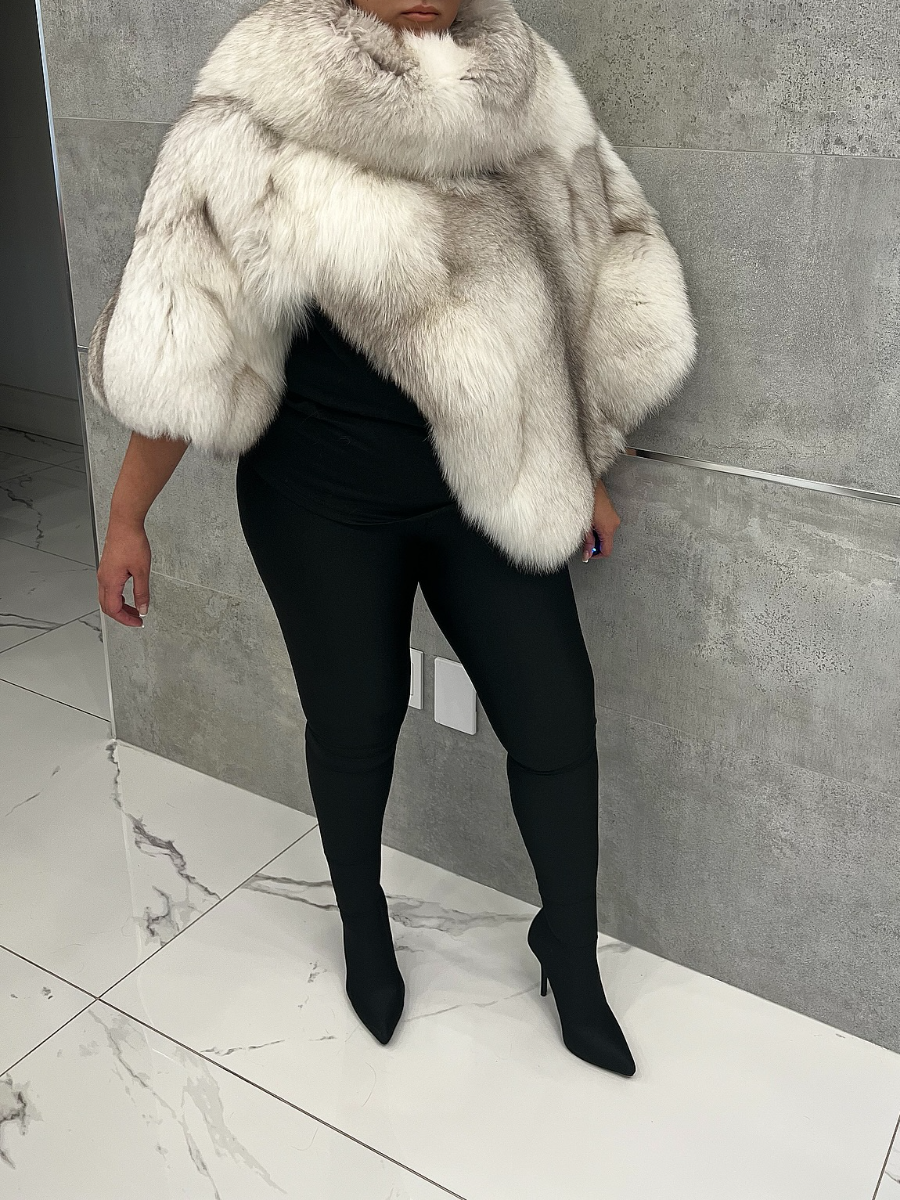 Asymmetric Fur Shawl Top