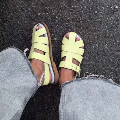 Comfortable Cut-out Flat Roman Sandals