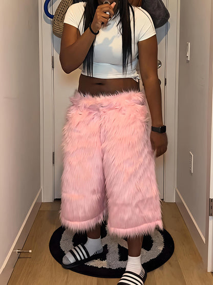 Fashion Hight Waist Plush Cropped Pants