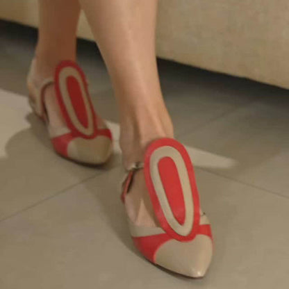 Color Block Point-toe Flat Sandals
