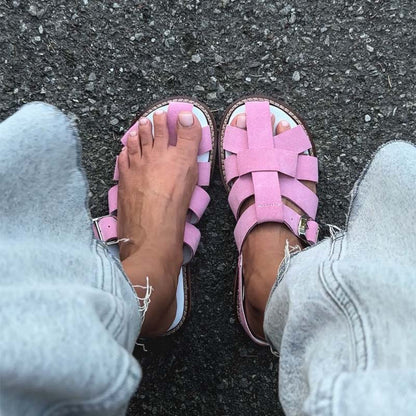 Comfortable Cut-out Flat Roman Sandals