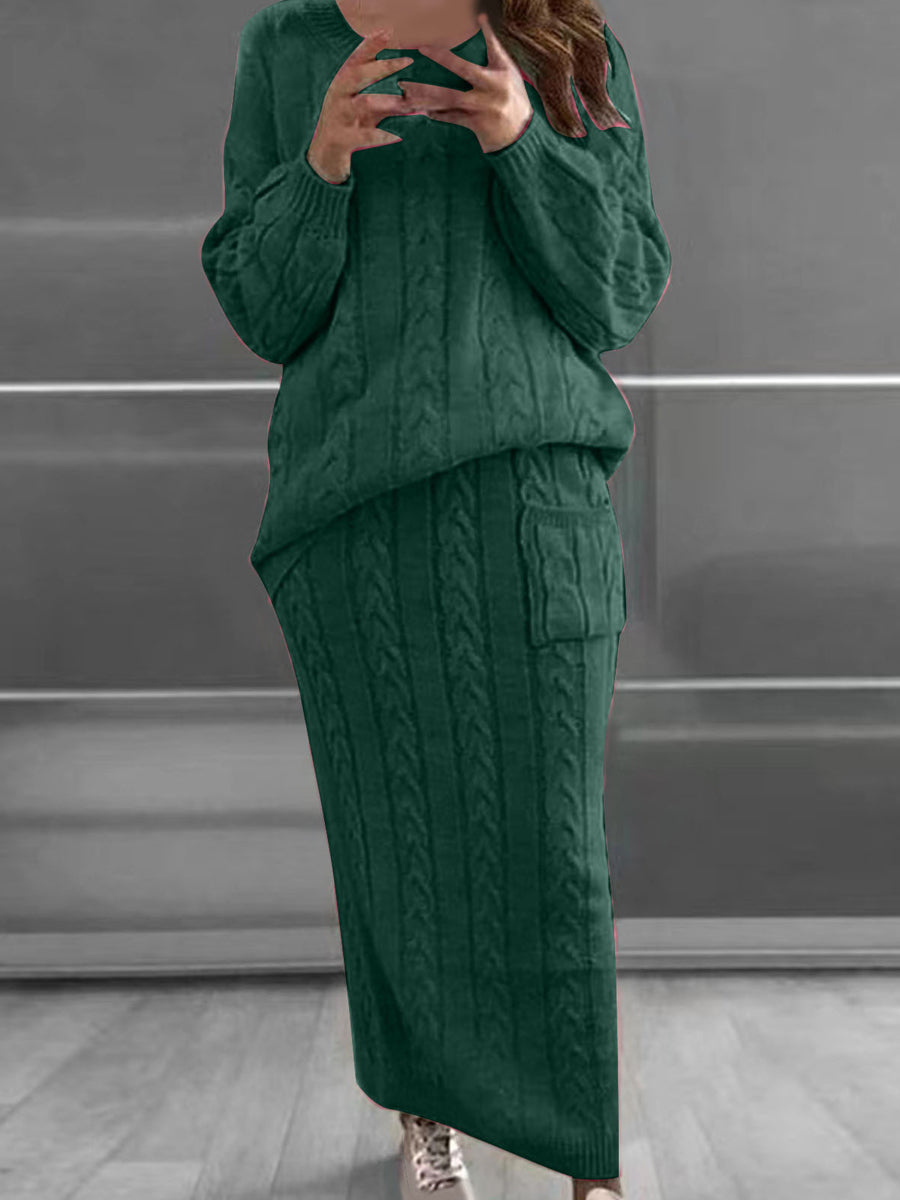 Fashion Twist Needle Sweater Two Pieces Dress