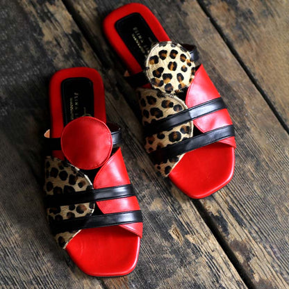 Asymmetric Patchwork Flat Slippers