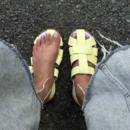 Comfortable Cut-out Flat Roman Sandals
