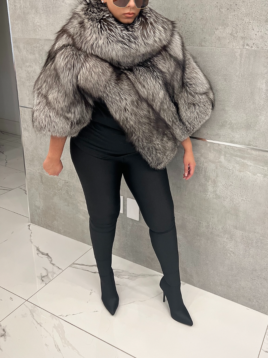 Asymmetric Fur Shawl Top